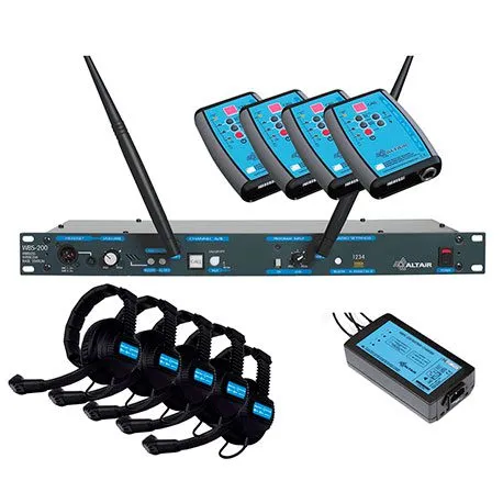 Sistema de intercomunicación inalámbrica con petacas y auriculares