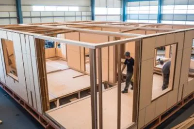 Estructura de madera expuesta en una feria