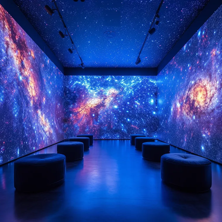 Sala preparada para una proyección audiovisual inmersiva