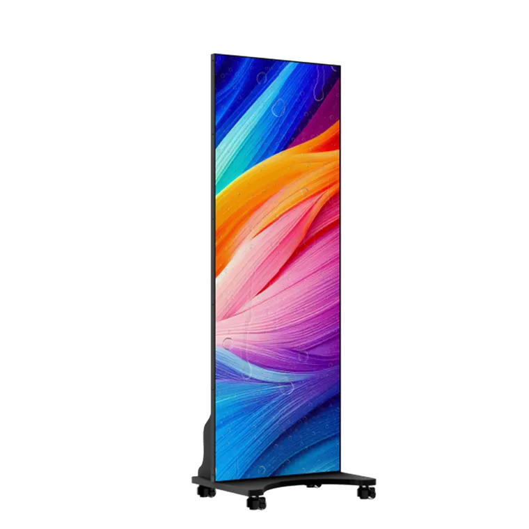 Kiosco LED V-Sight Series sobre soporte móvil con pantalla vertical