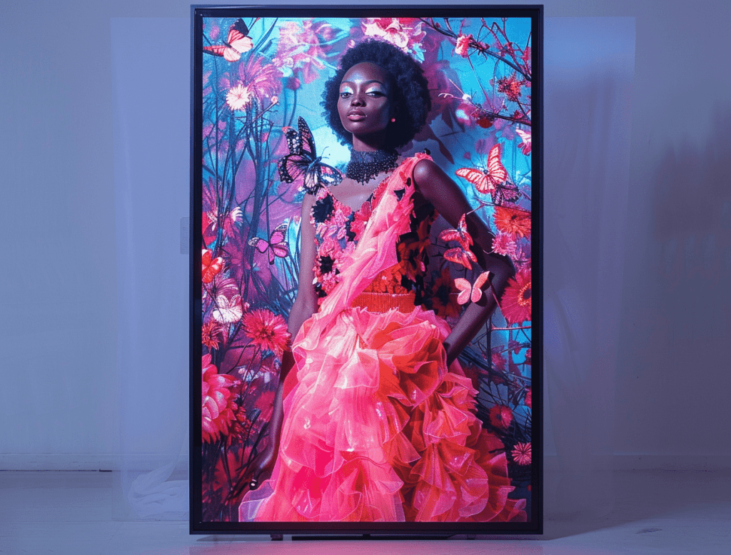 Monitor en vertical mostrando el servicio de Alquiler de Monitores y TVs LED en Madrid