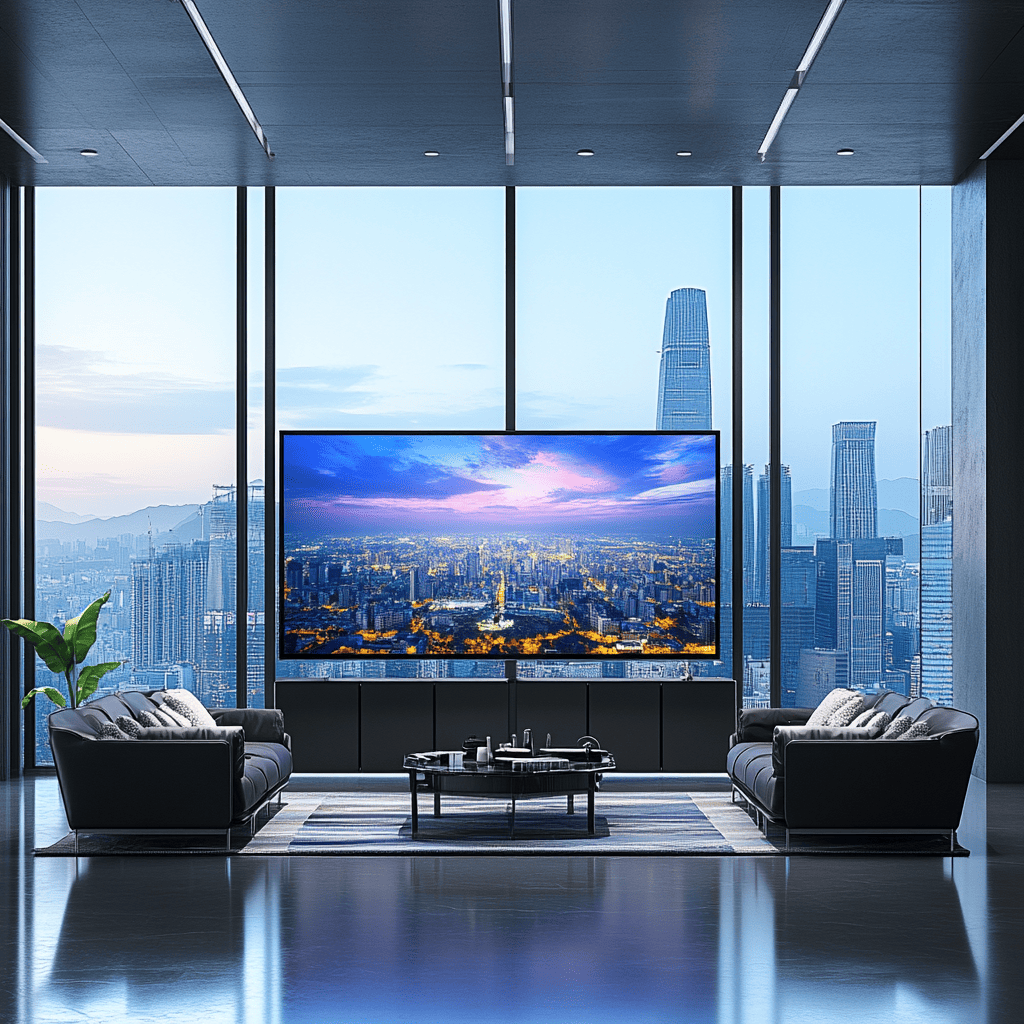 Monitor led alquilado en una oficina moderna