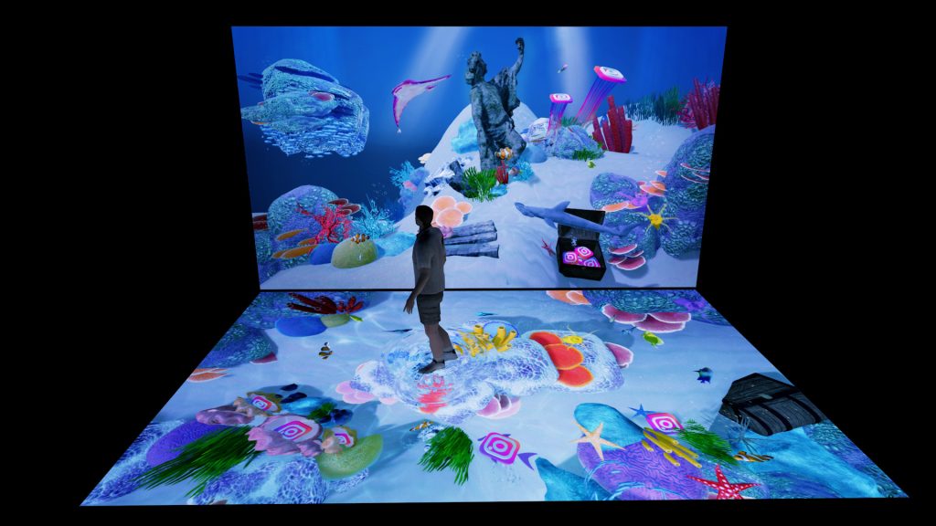 Suelo interactivo con medusas animadas para eventos inmersivos